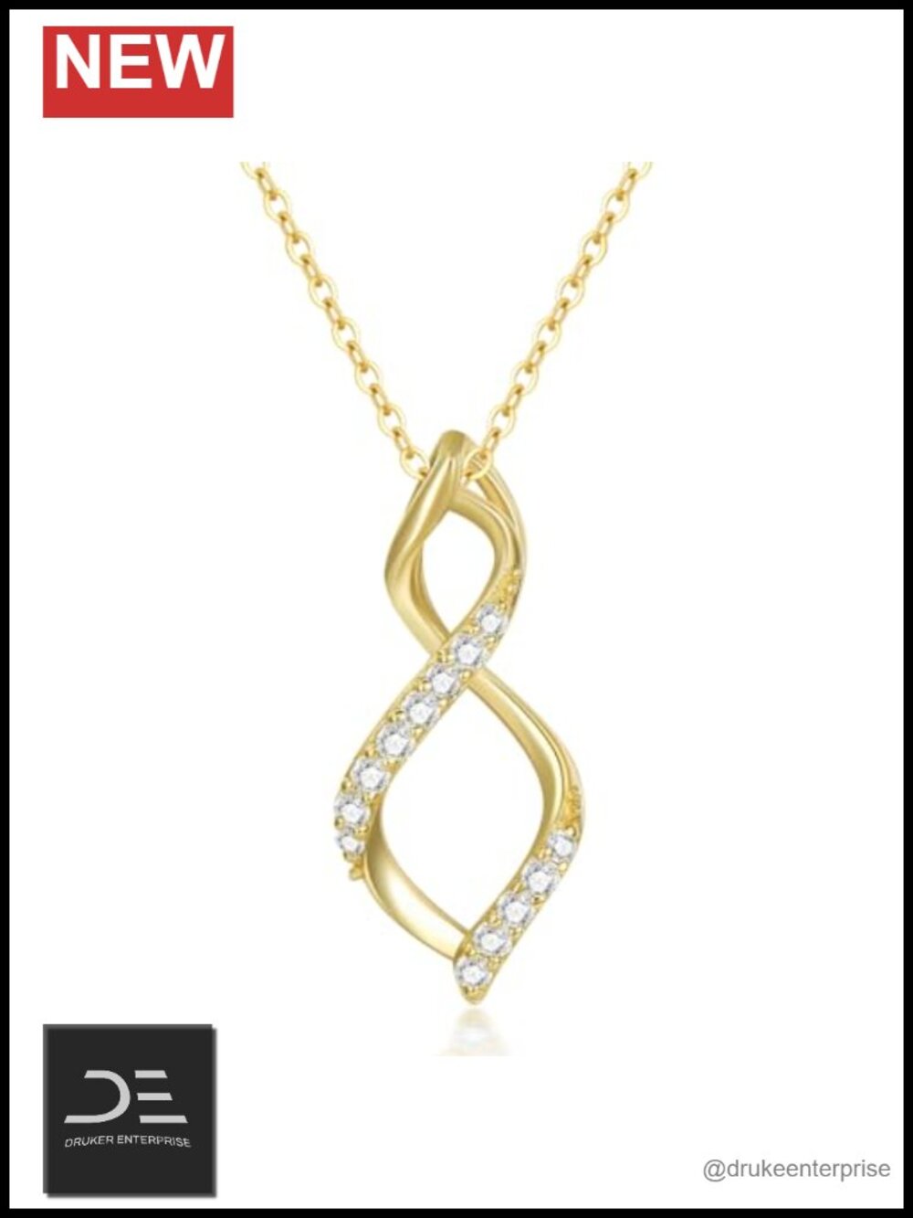 14K Solid Gold Infinity Pendant Necklace for Women Mom Wife Gift